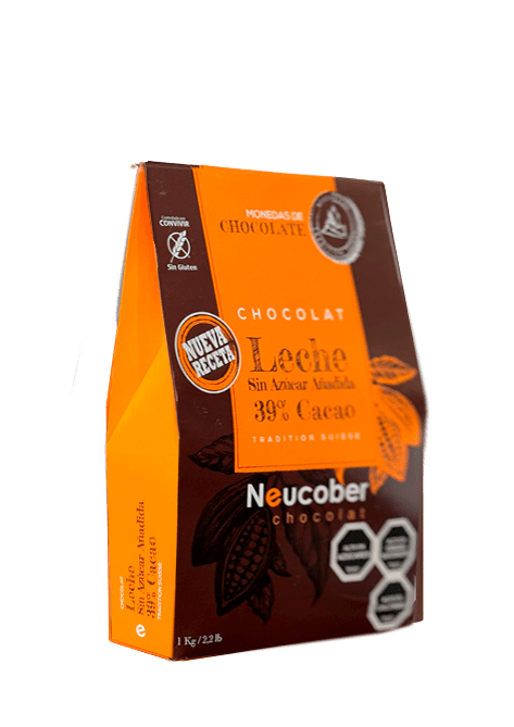 Chocolate Fino Leche 39% Cacao Sin Azúcar Añadida de 1 kg